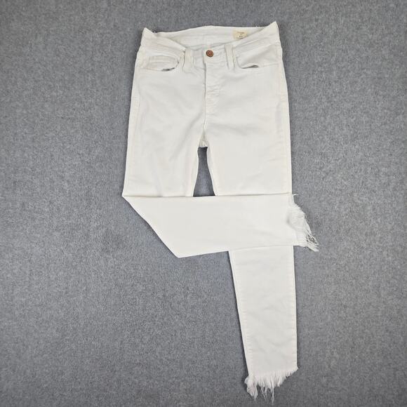 Bridge by Gly Jeans Womens Size 25 Mid Rise Ankle Skinny White Frayed Hem - Picture 1 of 16